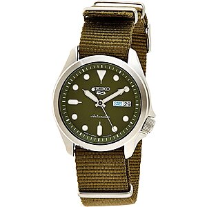 SEIKO Men's 5 Sports Stainless Steel Automatic Watch with Nylon Strap, Green, 22 (Model: SRPE65) $149