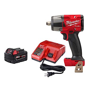 Milwaukee M18 FUEL GEN-2 18V Lithium-Ion Brushless Cordless Mid Torque 1/2 in. Impact Wrench F Ring w/5.0Ah Starter Kit $199 Home Depot