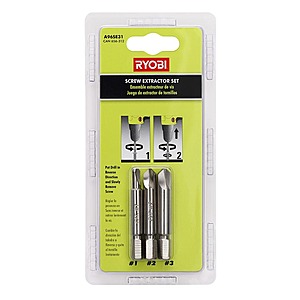 RYOBI 3 PC. Spiral Screw Extractor Set (Factory Blemished) plus free shipping $3