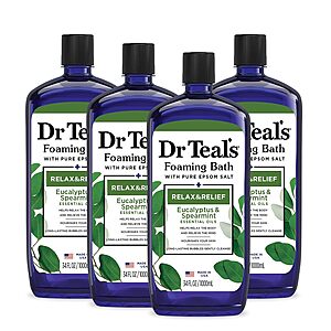 $17.67 w/ S&S: Dr Teal's Foaming Bath with Pure Epsom Salt, 34 fl oz (Pack of 4) @ Amazon