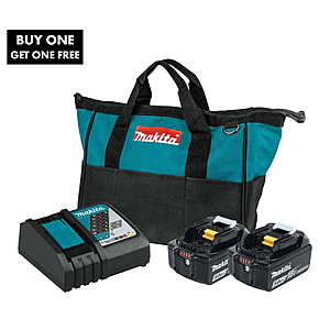 $199-Makita 18V LXT Lithium-Ion Battery and Rapid Optimum Charger Starter Pack (5.0Ah) + Free tool - $199