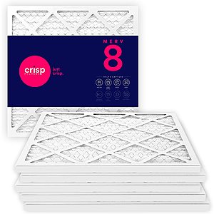 6-Pack Crisp AC / Furnace Air Filters MERV 8 (Various Sizes) from $26 & More