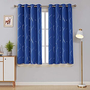 2-Pk Deconovo Silver Wave Foil Printed Blackout Curtains (Select Colors, Sizes) from $9.45