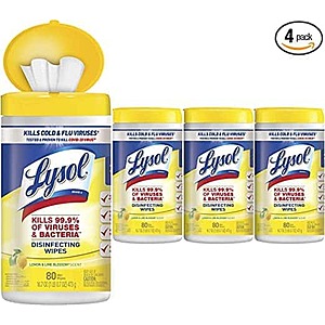 4-Pack 80-Count Lysol Disinfecting Wipes $9.20 w/ Subscribe & Save