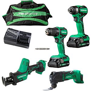 Metabo HPT MultiVolt 4-Tool Brushless Power Tool Combo Kit with Soft Case (Li-ion Batteries and Charger Included), $199, free shipping, Lowe's