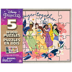5-Pack Spinmaster Kids' Wooden Jigsaw Puzzles w/ Storage Box (Various) $5 & More + Free Store Pickup