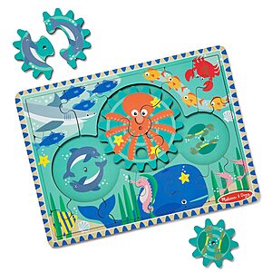 $5.58: 18-Pieces Melissa & Doug Wooden Underwater Jigsaw Spinning Gear Wooden Puzzle