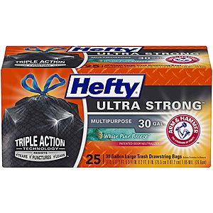 TWO Hefty Strong Tall Kitchen Trash Bags, White, Unscented, 13 Gallon, 45 Count for $9 TOTAL at Amazon