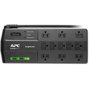 APC Surge Protector with USB Ports, P11U2MP10, 2880 Joule, 8' Cord, Flat Plug, 11 Outlet Power Strip for $22.51 after $5 coupon - $22.51