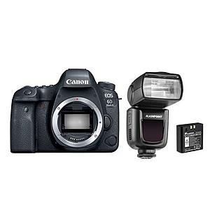 EOS 6D Mark II DSLR Body With Flashpoint Zoom Li-on R2 TTL On-Camera Flash + Canon Premium Fine Art Smooth Cotton Matte Inkjet Paper(FA-SM1) 25 sheets $1221.75