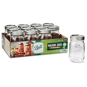 12-Count 16 Oz Ball Regular Mouth Glass Mason Jars with Lids + Bands $9.50 & More + Free Store Pickup