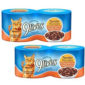 12-Cans of 9Lives Tender Morsels w/ Tuna & Egg Bits In Sauce Cat Food (5.5oz ea)  $2.45 + Free Store Pick-up