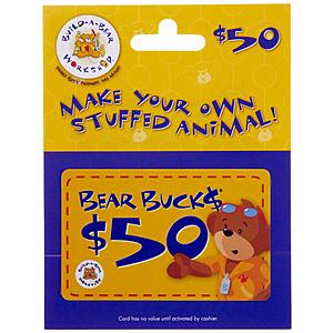 $50 Build-A-Bear Workshop Gift Card for $40 + Free Shipping Amazon *Lightning Deal*