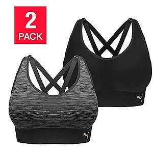 2-Pack PUMA Ladies' Seamless Sports Bras (black/grey) $10.70 or Less + Free Shipping