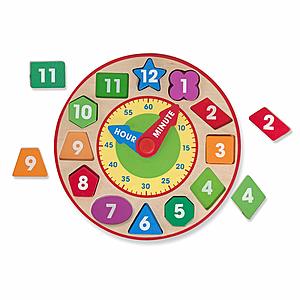 Melissa & Doug: 18-Pc Stacking Train $10.50, Shape Sorting Clock $7.15 & Much More