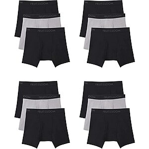 Prime Members: 12-Pack Men's Fruit of the Loom Boxer Briefs (Small) $23 + Free Shipping