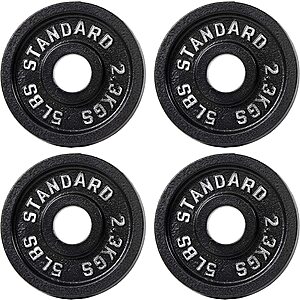 BalanceFrom Classic Cast Iron Weight Plates for Strength Training, 2-Inch, 5-Pound, Set of 4 $16.99