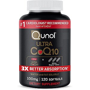 120-Ct 100mg Qunol Ultra CoQ10 Antioxidant Softgel Supplement for Vascular & Heart Health $18 w/ S&S + Free Shipping w/ Prime or on $25+