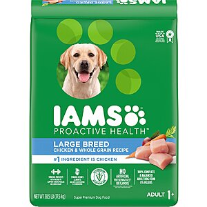 New Chewy Customers: 38.5-Lb Iams Adult Large Breed Real Chicken High Protein Dry Dog Food $10 w/ Autoship & More + Free Shipping