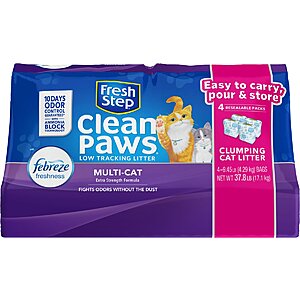 37.8-lb Fresh Step Clean Paws Multi-Cat Scented Clumping Clay Cat Litter 3 for $31.85 (New Chewy Customers) w/ Autoship & Save + Free S&H