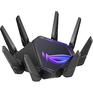 ASUS ROG Rapture GT-AXE16000 Quad-band WiFi 6E Extendable Gaming Router, 6GHz Band, Dual 10G Ports $439.99