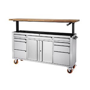 TRINITY PRO 72" Stainless Steel Rolling Workbench with Adjustable-Height Top $999.99 at Costco