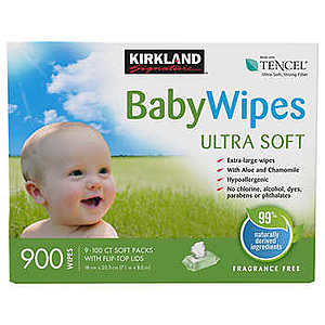 Kirkland Signature Baby Wipes 900-count $4 off $17.99