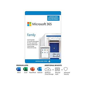 Microsoft 365 Family (6 People) + Norton 360 - 15 Months Digital Download - $74.99 AC