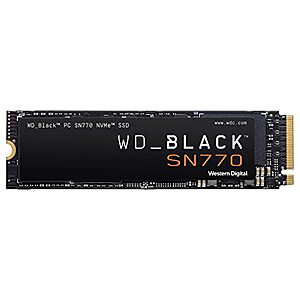 Amazon Prime: $79.99 + tax WD_BLACK 1TB SN770 NVMe Internal Gaming SSD Solid State Drive - Gen4 PCIe, M.2 2280, Up to 5,150 MB/s - WDS100T3X0E