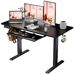 48 inch Motorized Standing Desk with Pull Out Keyboard Tray (Black or Rustic Brown) - $90.09 w Free Shipping