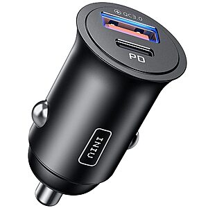 Car Charger, INIU 5A 30W Total QC 3.0 PD Fast Charge Car Charger Adapter, All-Metal Mini Dual Port [USB C+USB A] USB C Car Charger for iPhone 12 Pro Max iPad Samsung S21  - $6.99