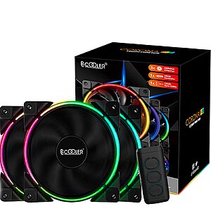 PCCOOLER RGB/LED 120mm Moonlight PWM PC fans, 3-pack, $25 after 50% off coupon at Amazon