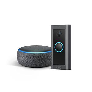 Ring - Wi-Fi Video Doorbell - Wired - Black with free echo dot 3rd gen for $44.99 at BesyBuy