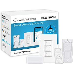 Lutron Caseta Smart Start Kit (with Dimmer Switch, Hub, and Pico Remote) $79.95 at Amazon