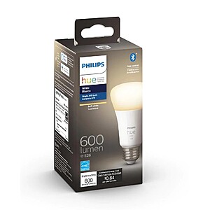Philips Hue White A19 LED 600 Lumen 50-Watt Equivalent Dimmable Wireless Smart Light Bulb with Bluetooth $1 @ Home Depot clearance in-store YMMV