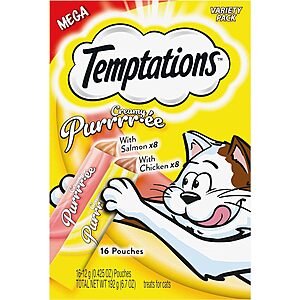 Tempations Creamy Puree cat treats - earn $4 Amazon credit towards purchase after taking quiz (possible 16 count free puree treats), Amazon