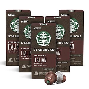 50-Count Starbucks by Nespresso Original Line Capsules: Dark Roast Italian $22.93, Dark Roast Espresso $23.36 w/ S&S & More + Free S&H w/ Prime or $35+