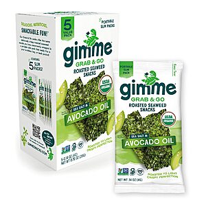 5-Count 0.14-Oz gimMe Grab & Go Organic Roasted Seaweed Sheets (Sea Salt & Avocado Oil) $2.09 w/ S&S + Free Shipping w/ Prime or on orders over $35