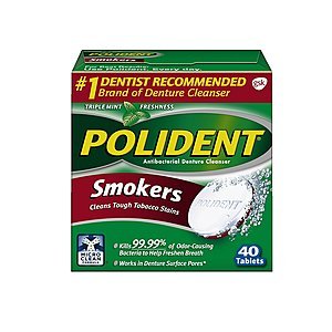 Prime Pantry: 40-Count Polident Smokers Denture Cleanser for $0.38 + $5.99 Flat-Rate Shipping (YMMV)