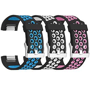 3-Pack SKYLET Fitbit Charge 2 Silicone Replacement Bands (Various Colors) from $3.85