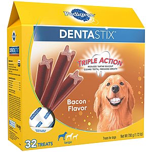 Select Amazon Accounts: 32-Ct Pedigree DENTASTIX Treats for Large Dogs (Bacon) $4.55 w/ Subscribe & Save