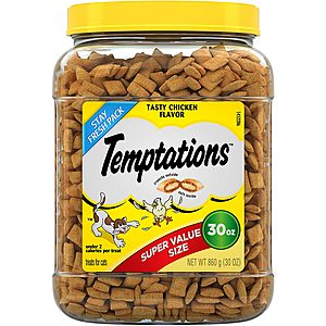 $5.94 S&S - LARGE 30oz tub - chicken flavor - Temptations Classic Crunchy and Soft Cat Treats @ Amazon