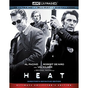 Heat (4K Ultra HD + Blu-Ray + Digital Code) $9 + Free S/H