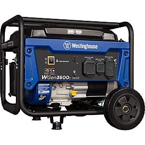 Amazon.com: Westinghouse 4650 Watt Portable Generator, RV Ready 30A Outlet, Wheel & Handle Kit, Gas Powered, CO Sensor, CARB Compliant $275.74