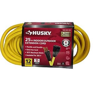 Select Home Depot Stores: 25' Husky 12/3 Extension Cord (Yellow) $11.05 (In-Store Only)
