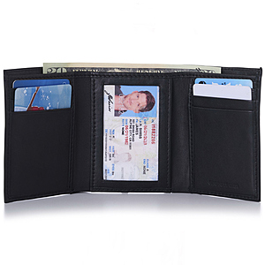 Alpine Swiss Leather Bifold or Trifold Wallet or Money Clip for $5.99 + Free Shipping