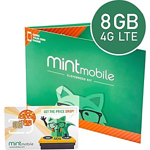 Mint Mobile - 3-Month Prepaid SIM Card Kit 8GB LTE @Bestbuy $30