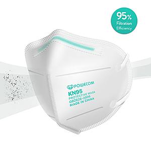 10-Pack White Powecom KN95 FDA Authorized Respirator Ear Loop Masks $9.31 AC