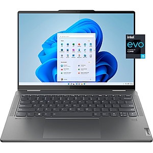 Lenovo Yoga 7i 2-in-1 14" 2.2K Laptop Intel Evo Platform Intel Core i5-1335U with 16GB Memory 512GB SSD Storm Grey 82YL0002US - $599.99