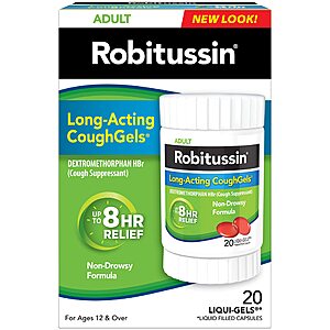 Robitussin Long-Acting CoughGels as low as $3.59 w/ S&S $4.18 at Amazon